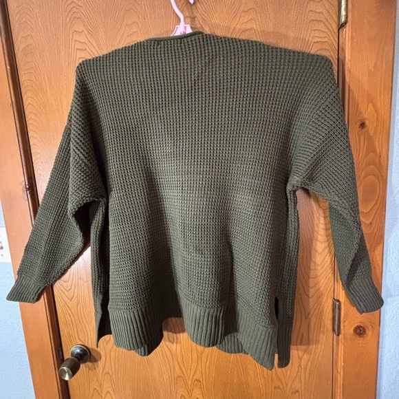 Zenana Outfitters Dk Olive Green Chunky Knit Cardigan - Picture 2 of 16